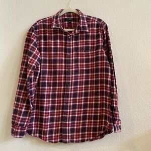 Banana Republic Mens Shirt Large Red‎ Plaid Flannel Long Sleeve Button Up Cotton